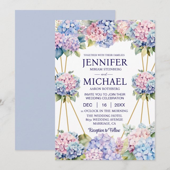Hydrangeas Frühlingsblumen Hochzeitseinladungen Einladung (Vorne/Hinten)