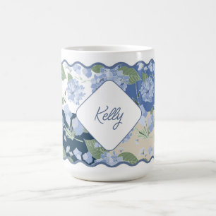 Hydrangeas Girly Patchwork Personalisiert Coastal Kaffeetasse