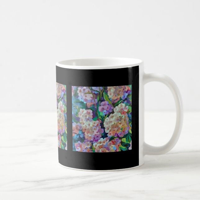 Hydrangeas Hortensia Abstrakte Kunst Kaffeetasse (Rechts)