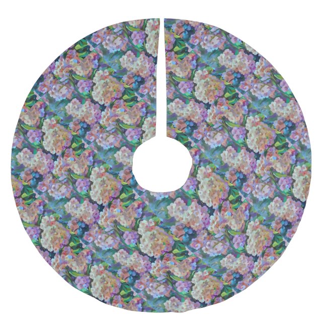 Hydrangeas Hortensia Abstrakte Kunst Polyester Weihnachtsbaumdecke (Vorderseite)