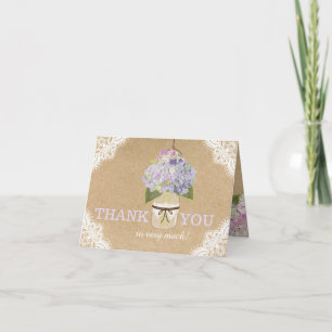 Hydrangeas Lace Kraft Rustic Moderne Vielen Dank Dankeskarte