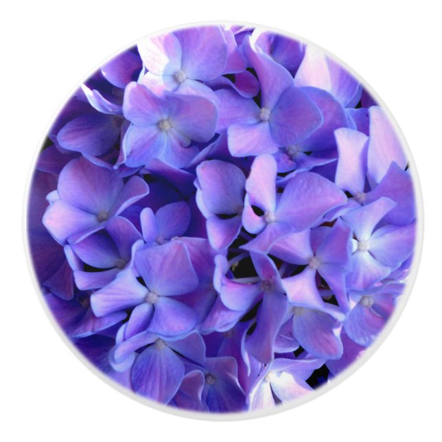 Hydrangeas, lila blauer Blume Keramikknauf (Vorderseite)