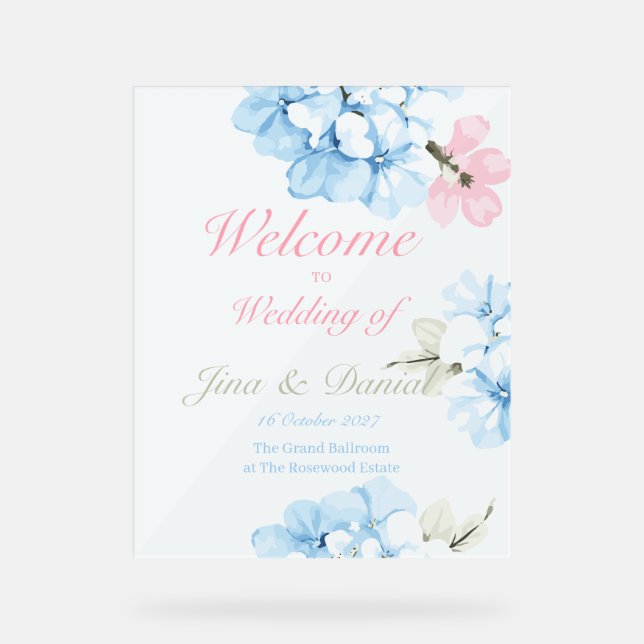 Hydrangeas Pastel Bloom Acrylschild (Vorderseite)