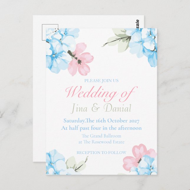 Hydrangeas Pastel Bloom Postkarte (Vorne/Hinten)