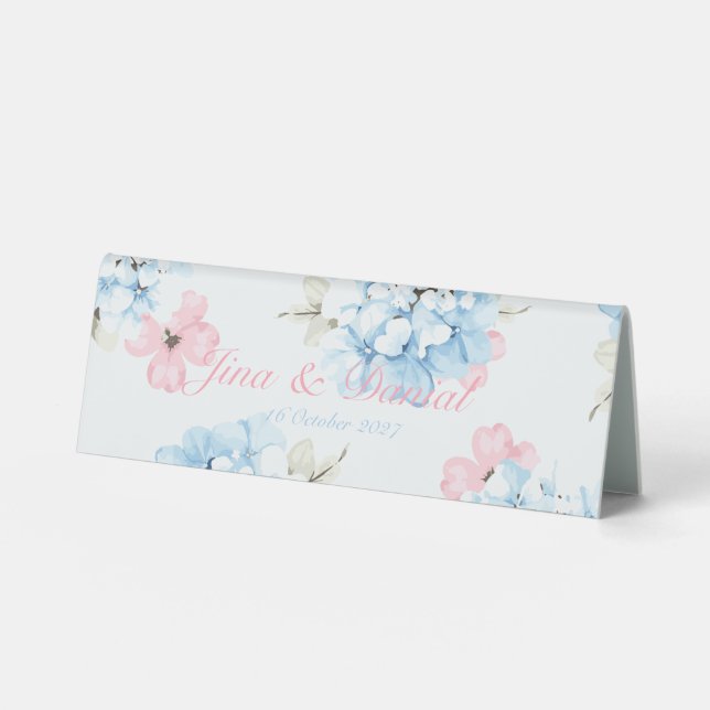 Hydrangeas Pastel Bloom Tischaufsteller (Vorderseite)