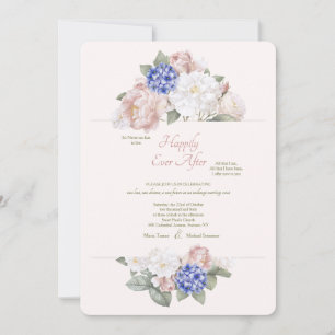 Hydrangeas, Peonies und Rose Zweite Hochzeit Einladung