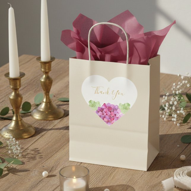 Hydrangeas Pink Hues Floral Wedding Thank You Herz-Aufkleber (Von Creator hochgeladen)