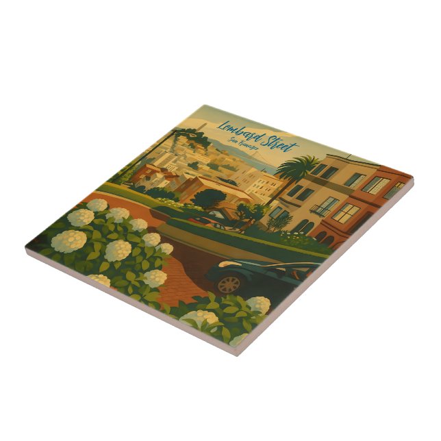 Hydrangeas San Francisco Lombard Street Coit Tower Fliese (Seite)