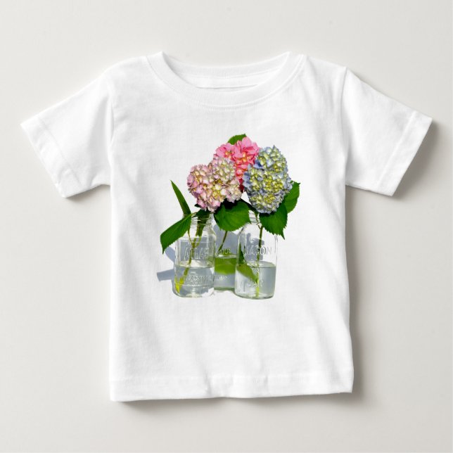 Hydrangeas und Mason jar Baby T-shirt (Vorderseite)