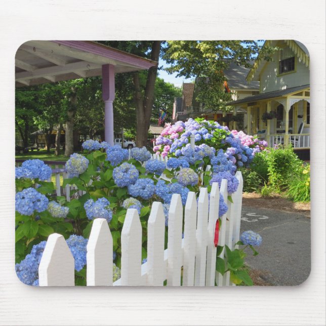 Hydrangeas und Picket Fence - Martha's Vineyard Mousepad (Vorne)
