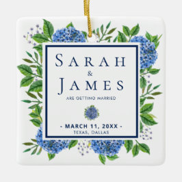Hydrangeas Wasserfarbe Hochzeit retten das Datum Keramikornament