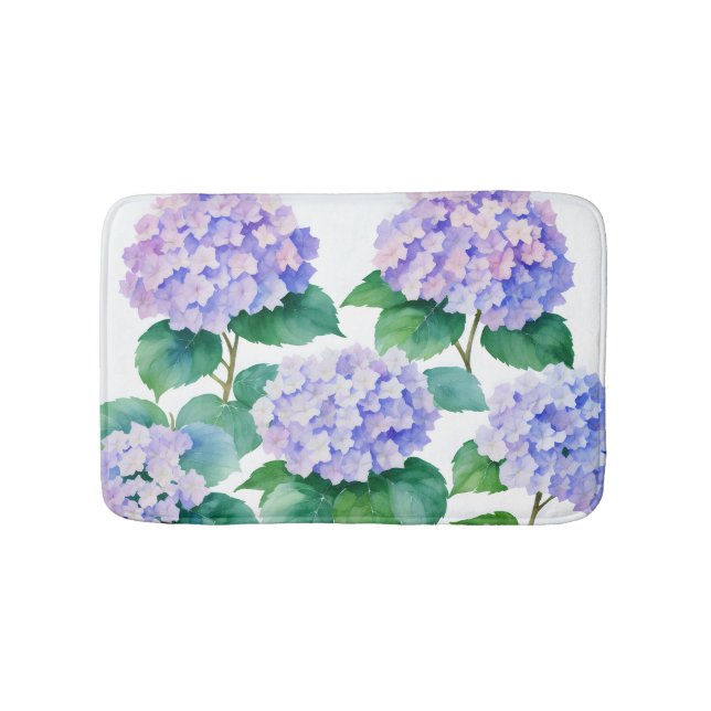 Hydrangeas Wasserfarbe Kunst Badematte (Vorderseite)