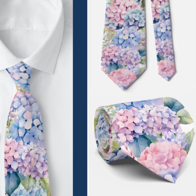 Hydrangeas Watercolor Floral Formal Neck Tie Krawatte (Von Creator hochgeladen)