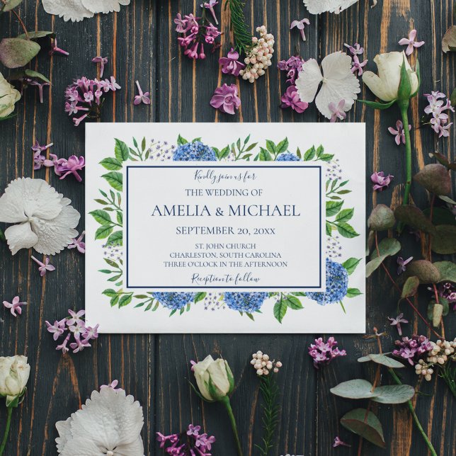 Hydrangeas Watercolor Monogram Wedding Einladungen (Von Creator hochgeladen)