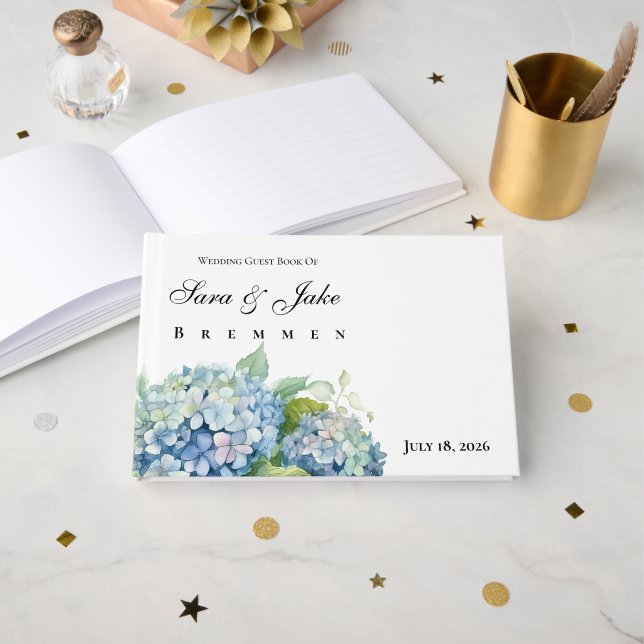 Hydrangeas Wedding Gästebuch (Vorderseite Offen)