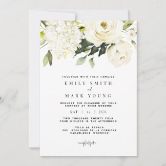 Hydrangée blanche | Invitation florale blanche