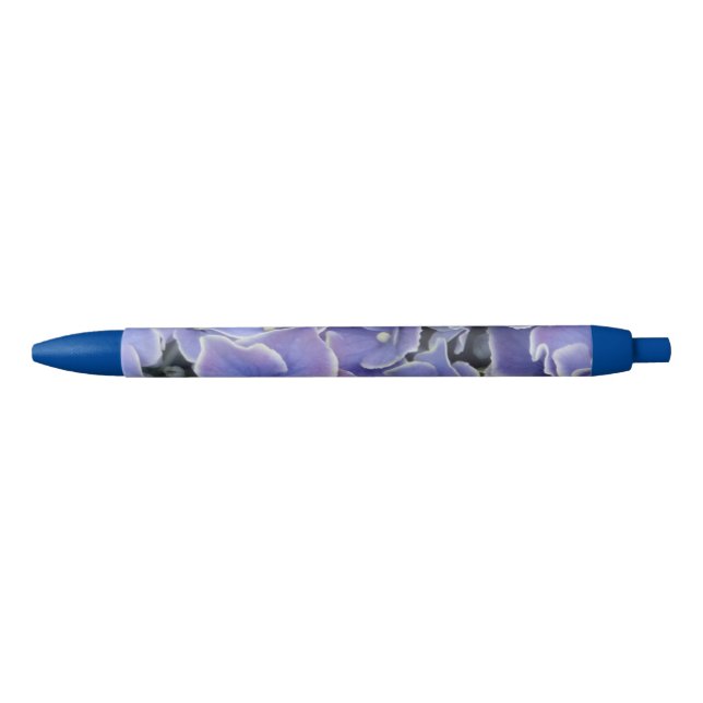 Hydrangée bleue avec stylo à bordure blanche (Devant)