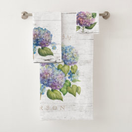 Hydrangée Bleue Rustique Blooms Bois Nom Monogramm