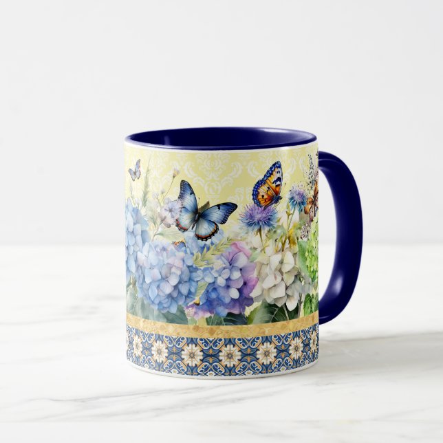 Hydrangée et Mug papillon (Devant droit)