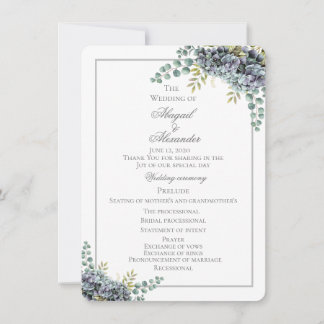 Hydrangée Purplish Eucalyptus Programme de mariage