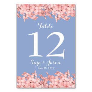 Hydrangée rose, bleu sérénité Numéro de table