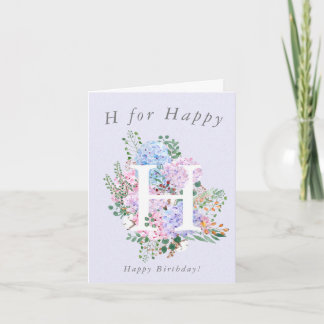 hydrangée violette H pour Bonne Carte d'anniversai