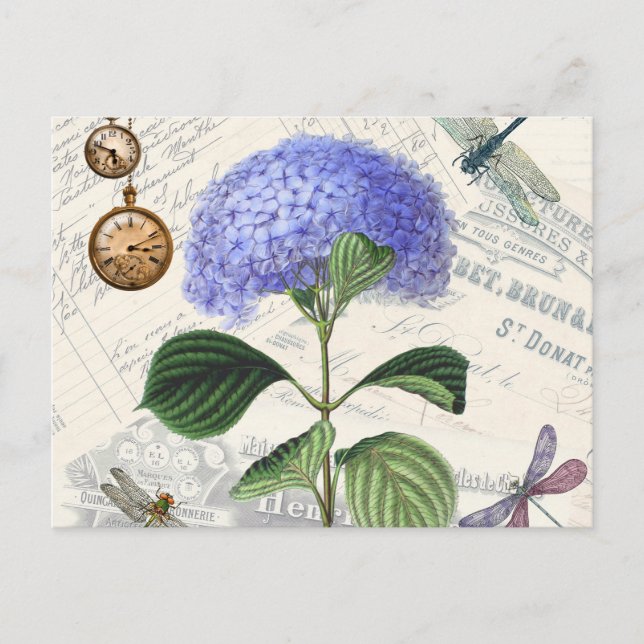 Hydrangeen-Collage Postkarte (Vorderseite)