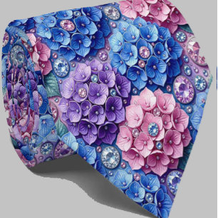 Hydrangeen & Diamanten Halsband für Hochzeit und Krawatte