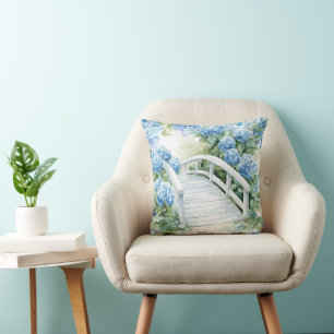 Hydrangeenblüten Wasserfarben Kissen
