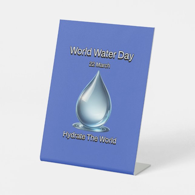 Hydrieren Sie die Welt. Weltwassertag. Sockelschild (Vorderseite)