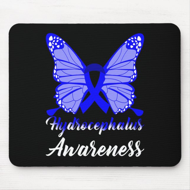 Hydrocephalus Awareness Butterfly Blue Ribbon Supe Mousepad (Vorne)