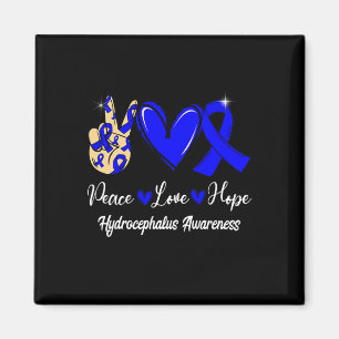 Hydrocephalus Awareness Peace Liebe Hope Blue Ribb Magnet