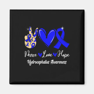 Hydrocephalus Awareness Peace Liebe Hope Blue Ribb Magnet