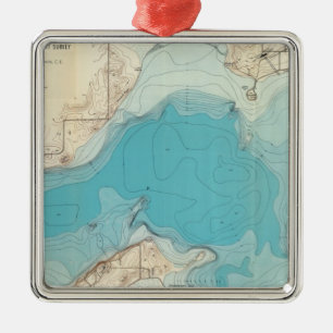 Hydrografischer Karte See Mendota Silbernes Ornament