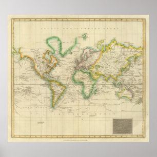 Hydrografisches Diagramm der Welt Poster