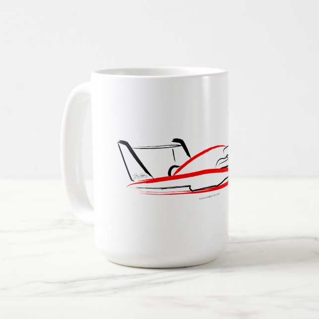 Hydroplane 01 Schwarz und Rot Kaffeetasse (Vorderseite Links)