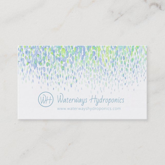 Hydroponik auf Wasserbasis Tropfen Aquarell Visitenkarte (Vorderseite)
