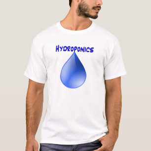 Hydroponik, blauer Text, Tropfen des blauen T-Shirt