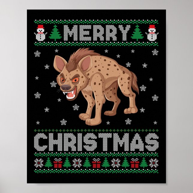 Hyena Animal Men Women Kinder Uggg Weihnachtskraut Poster (Vorne)