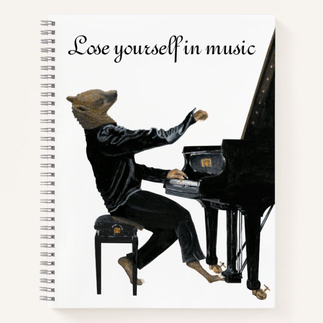 Hyena Piano Music Pianist Imaginaire Carnet d'art (Devant)