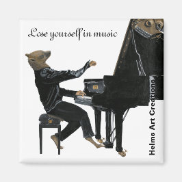 Hyena Piano Music Player Fantasy Art Button Magnet