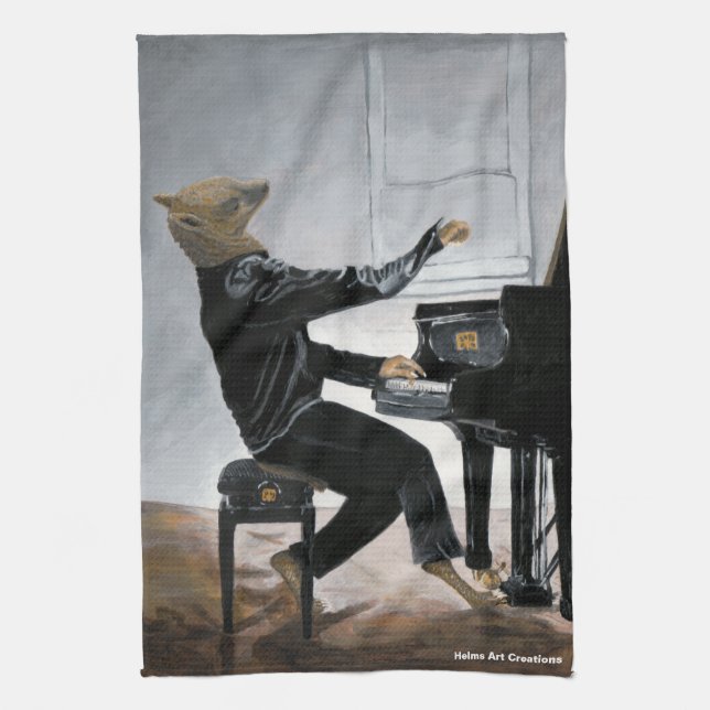 Hyena Piano Music Player Fantasy Art Kitchen Handt Geschirrtuch (Vertikal)
