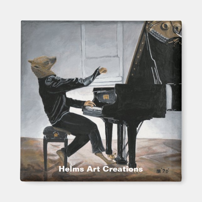 Hyena Piano Music Player Fantasy Art Magnet (Vorne)