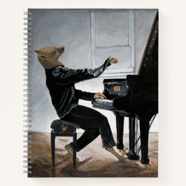 Hyena Piano Music Player Fantasy Art Notebook Notizbuch (Vorderseite)