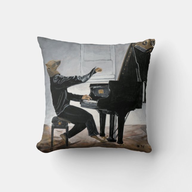Hyena Piano Music Player Fantasy Art Throw Kissen (Vorderseite)