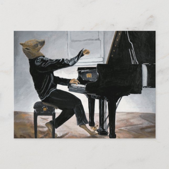 Hyena Piano Music Player Imaginaire Art Carte post (Devant)