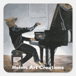 Hyena Piano Music Player Stickers Art Imaginaire