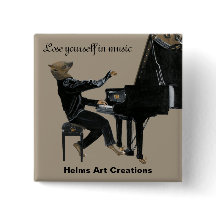 Hyena Piano Musik Pianist Fantasiekunst Button