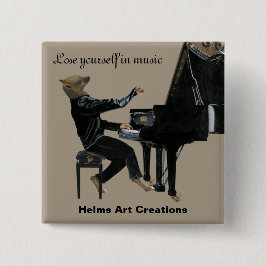 Hyena Piano Musik Pianist Fantasiekunst Button
