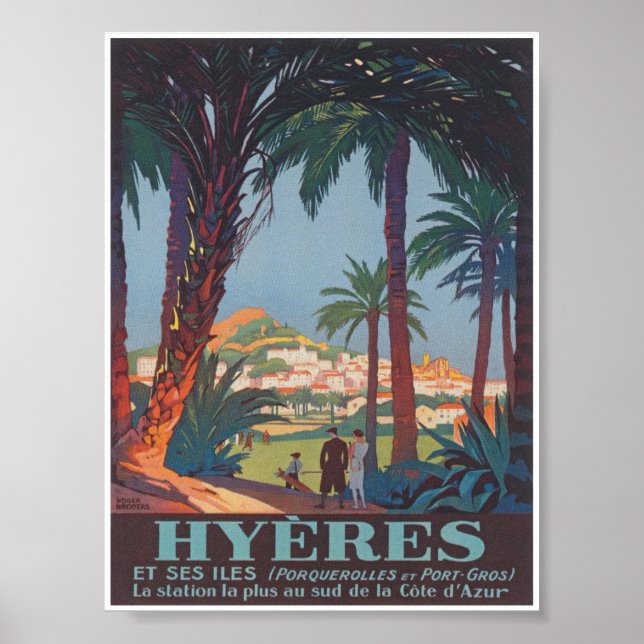 Hyeres France Vintage Travel Poster (Vorne)